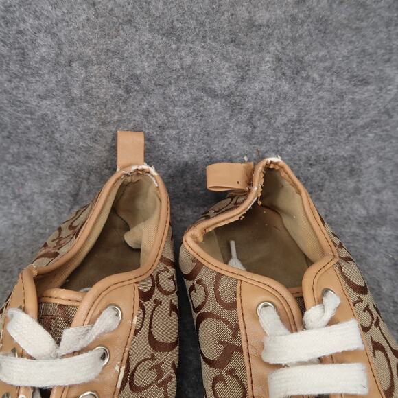 Guess Shoes Womens 9.5 Fashion Sneakers Lace Up Casual Flat Logo Brown - Picture 3 of 13